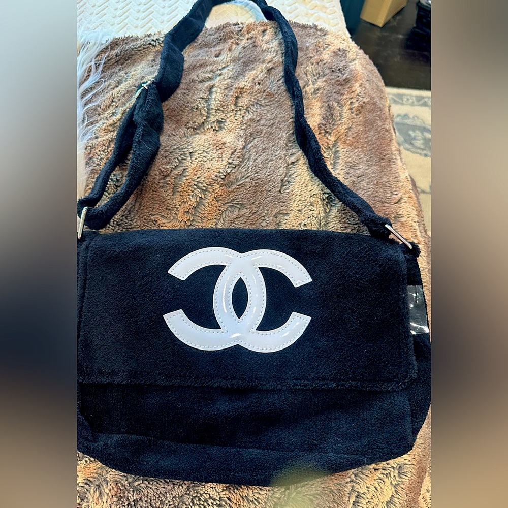 NWOT Chanel Precision Black Terry Cloth Bag
